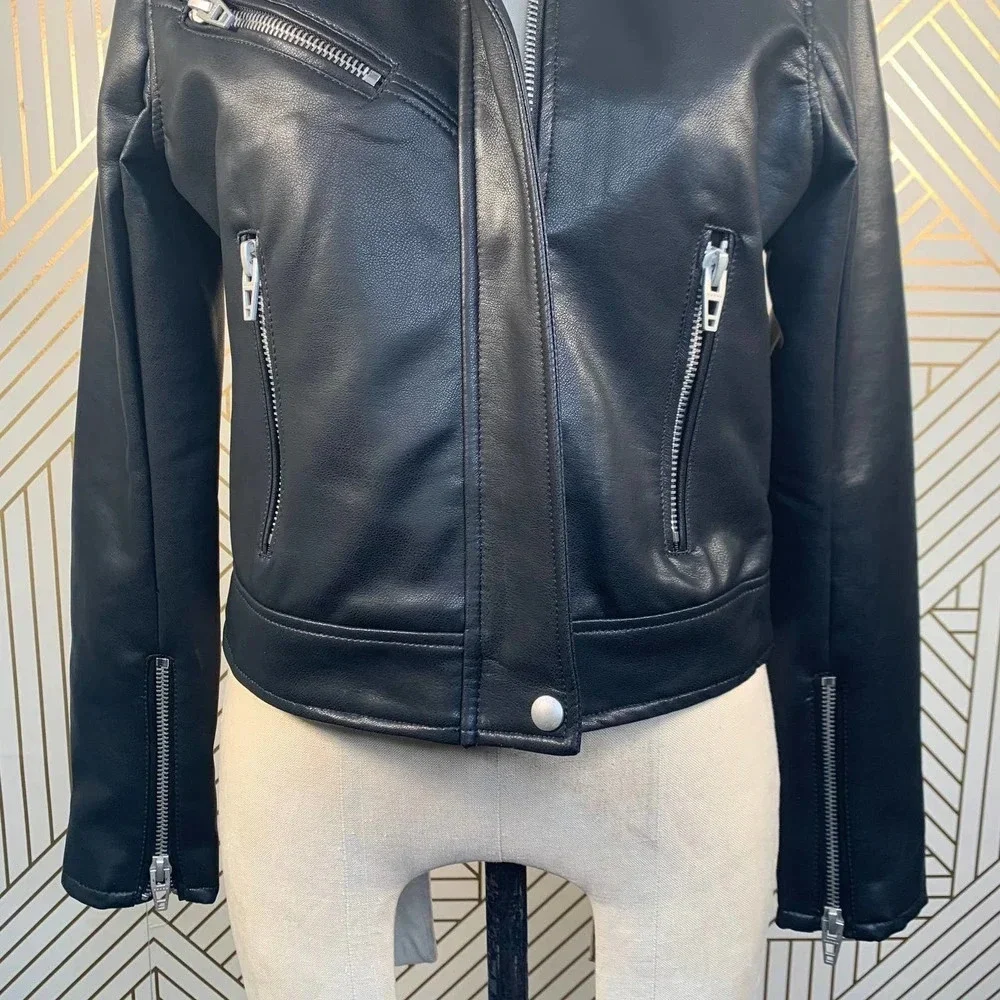 BLANKNYC Faux Leather Full Zip Moto‎ Jacket Black